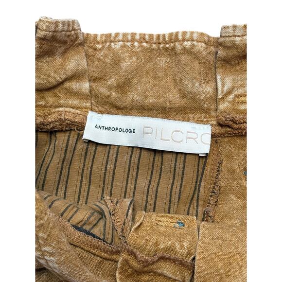 Pilcro for Anthropologie Skirt Women 8 Tan Brown Paper Bag Tie Waist Linen Blend - Picture 9 of 10